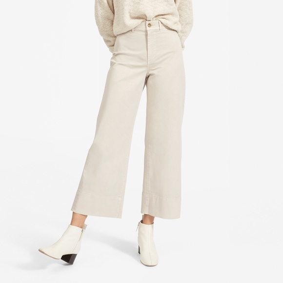 Like new Everlane Lightweight Wide-Leg Crop Chino Stone Beige Sand Size 2 - Picture 2 of 3